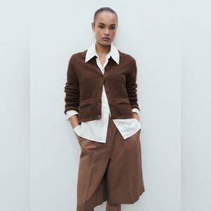 Mango Brown polo neck jacket NWT